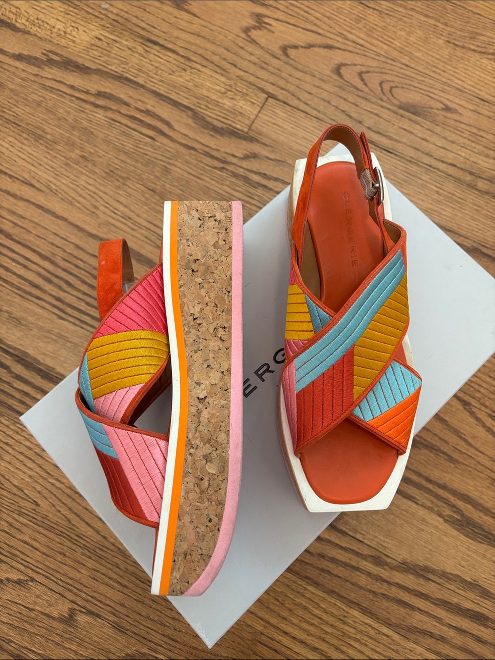 Robert Clergerie Multicolor Quilted Cross-Strap Platform Sandals style Urga